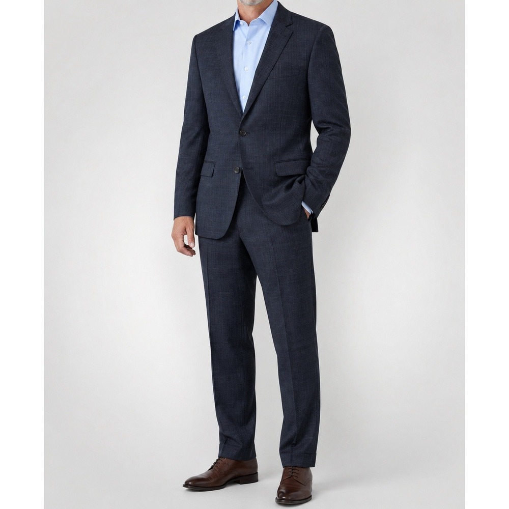 RALPH LAUREN Regular Mens 2 Piece Suit Blazer Jacket 46R Pant 40Wx30L Navy Wool